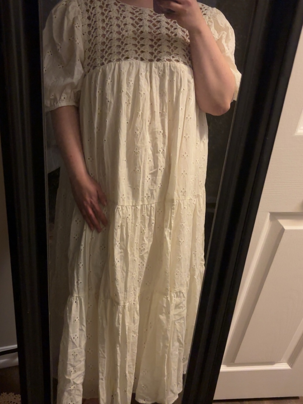 ASOS Curve cream eyelet lace tiered maxi dress size 16 NWT